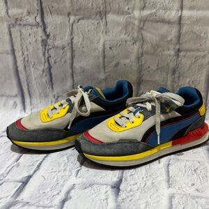 Puma Sneakers with Yellow, Blue, and Red Highlights